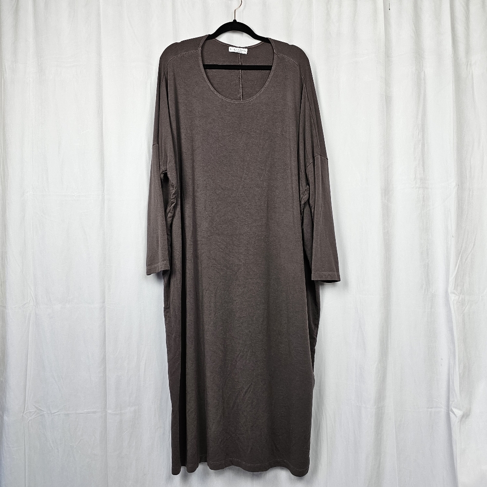 Bryn Walker Brown Kaftan Midi Dress Nylon Stretch Knit Leganlook XL